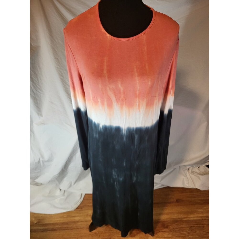 Annie Turbin Pink Black Tie Dye Size 4 Maxi L/S Dress